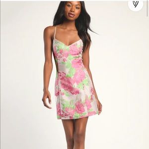Lulus Setting the Mood Blush Pink Floral Jacquard Mini Shift Dress